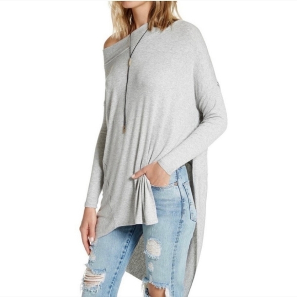 We The Free Side slit gray over sized tunic top sz XS Free People WT291 - Picture 8 of 8